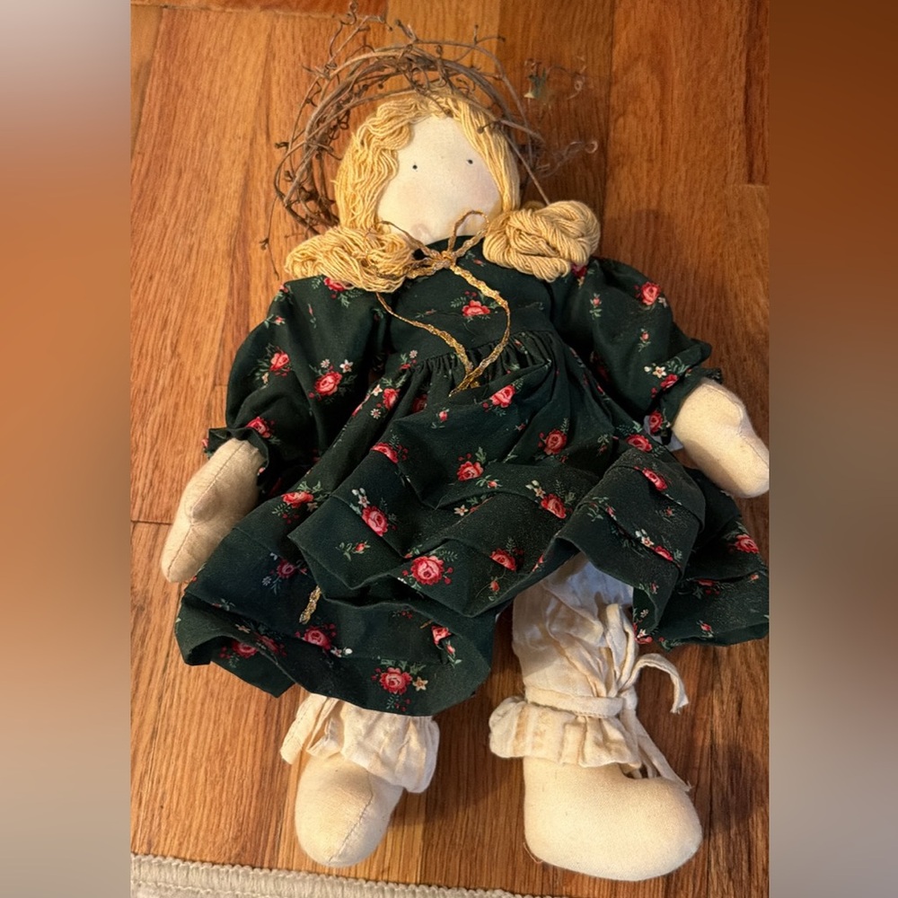 Vintage Angel Doll with Green Dress